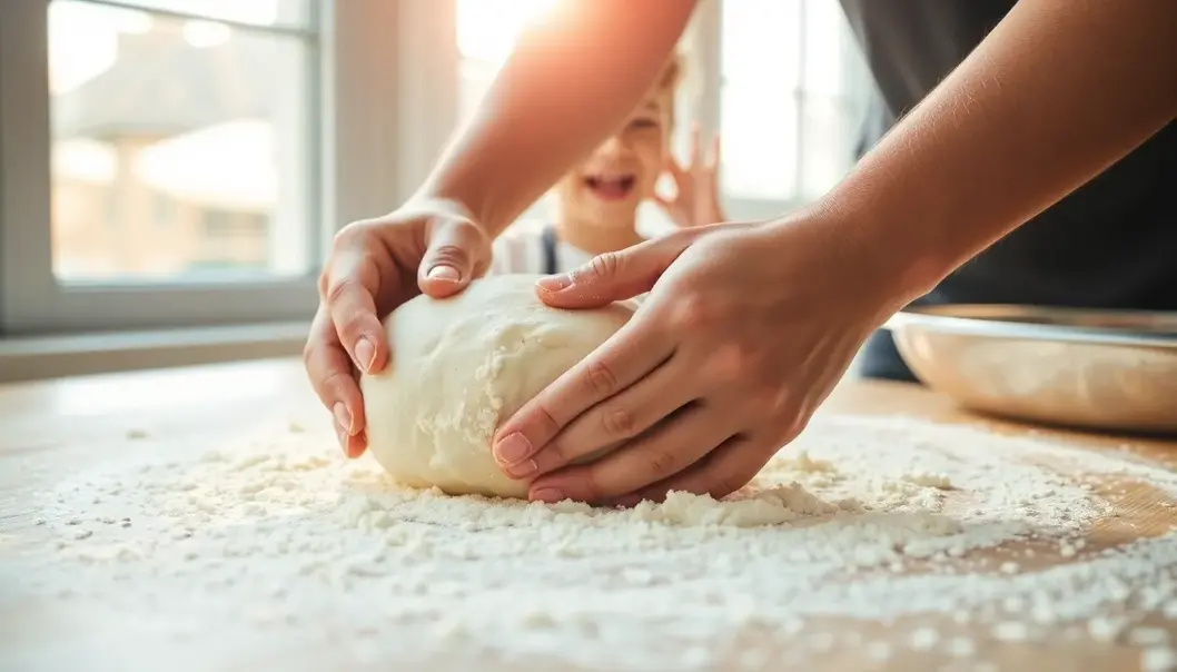 Family selecting fresh ingredients for baking.