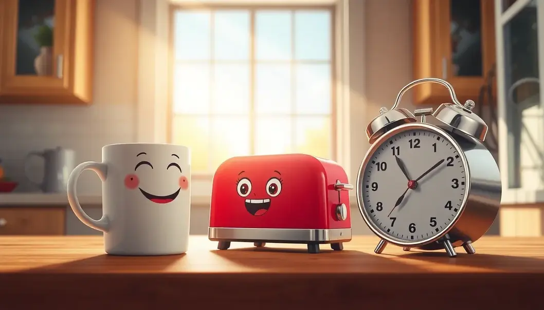The lively breakfast trio kicking off the day with chatter.